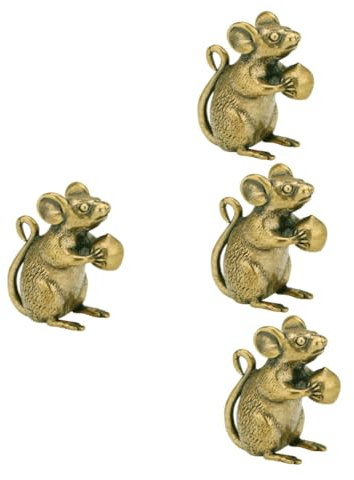Cabilock 4stücke Dekorative Messingmaus Figur Vintage Modellierung Für Wohnzimmer Deko Stilvolle Heimdekoration Für Schreibtisch Auto Und Vitrine Langlebig Und
