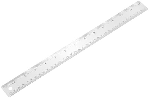 PATIKIL 35 cm rostfritt stål linjal rak kant linjal, korkbaksida halkfri metalllinjal med tum centimeter metriska mätverktyg för kontor