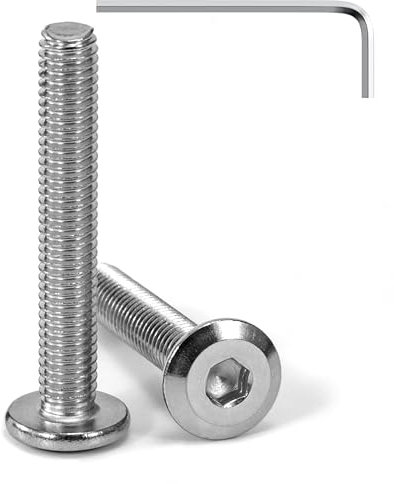 Tunejoy Viti a Testa Piatta M6 x 40 mm Vite a Testa Esagonale Bulloni in Acciaio Inox A2 V2A Bulloni per Mobili con Chiavi a Esagono Filettatura Completa 20 Pezzi