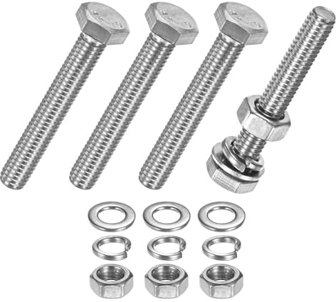 M METERXITY Juego de 4 Tornillos Hexagonales con Tuercas y Arandelas Planas y de Seguridad M6X40mm Acero Inoxidable Juego de Tornillos y Tuercas Métricos Completamente Roscados para Equipo