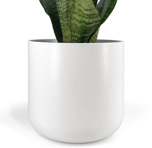 Vimin Box Élégant pot pour orchidées en terre cuite | diamètre 14 cm, hauteur 13 cm | pot décoratif pour plantes succulentes, fleurs, bonsaï | élégant cache-pot d'intérieur moderne (Blanc Mat - Lisse)