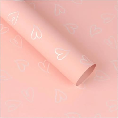 Blumenstrauß-Geschenkpapier, wasserfeste Bögen Verpackungspapier, 58 x 58 cm, 20 Stück, Herz-Bouquet, dekoratives Geschenkpapier, Blumenverpackungsmaterial, Geschenkpapier(Pink)