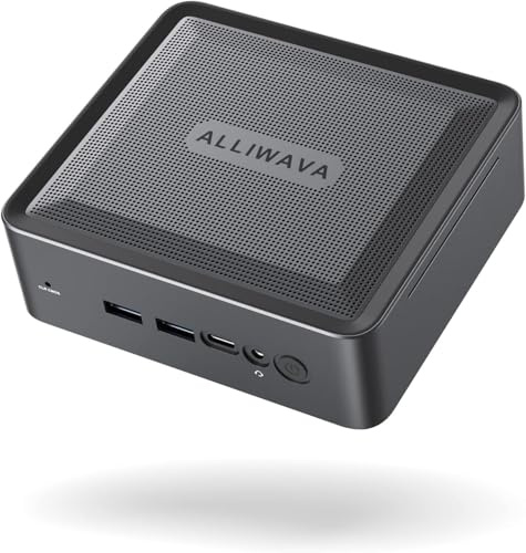 ALLIWAVA Mini PC AMD Ryzen 5 5600H, 16GB DDR4, 512GB SSD, bis zu 4.2 GHz, 2X HDMI & USB-C, kompakter Desktop-Computer für Büro, Home-Office & Gaming