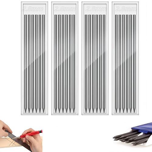 24Pcs 2,8 Mm Bleistiftminen Für Zimmermannsbleistifte, HB Bruchfest, Langlebig, Solide Tieflochmarker Konstruktion Bleistift Ersatz, Bleistift Ersatzminen Für Architekt Zeichnen (Schwarz)