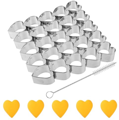 Tinoaly Tagliabiscotti a Forma di Cuore, 25 Cavità Piccolo Tagliabiscotti a Forma di Cuore Acciaio Inossidabile Stampi per la Cottura al Forno Casa Pasticceria Ristoranti, 2,9x2,7cm per Dimensione