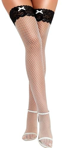 RSLOVE Bas Autofixants Femme Sexy - Bas Résille en Dentelle avec Silicone Antidérapant et Nœud