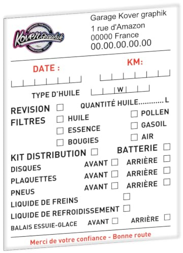 250 Étiquettes Entretien Véhicule Personnalisées | Avec Logo, Nom, Téléphone et Coordonnées, Stickers Rappel Vidange et Révision, Résistantes à l'Eau, Résistantes à l'Huile