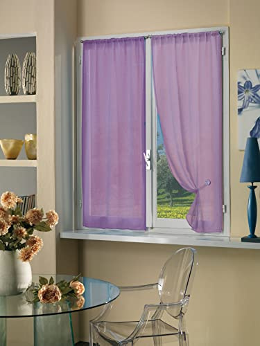 Home Collection TCBUC131/240 Tendina Coppia Boucle, Poliestere, Lilla, 70 x 240 cm, 2 Unità