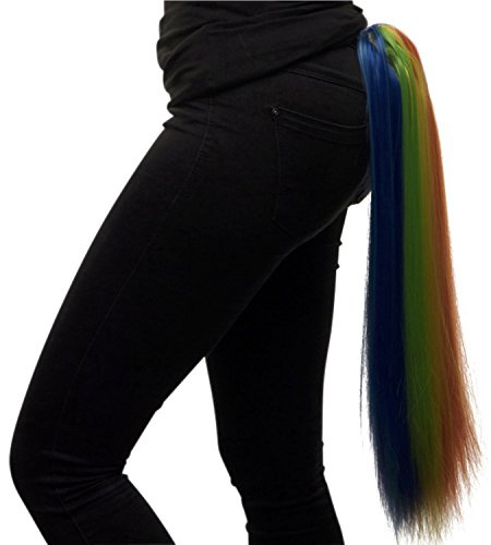 Balinco Pferdeschwanz in Regenbogenfarben, Regenbogen Schweif 65 cm, Tierschweif bunt, Regenbogen Schwanz, Pride Accessoires, CSD Outfit, LGBT Zubehör