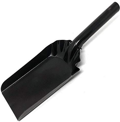 MGE - Paletta di Ferro Smaltato per Camino e BBQ - Pala con Manico - Pala con Lama per Carbone - 32 x 10 cm