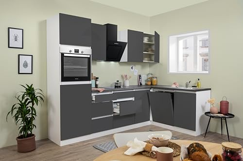 respekta Lorena - Cocina de ángulo (280 x 172 cm), Color Blanco y Gris