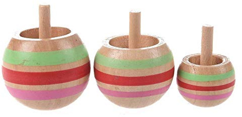 Uteruik n-#21 Holz-Spinn-Top, 3 Größen für Kinder ab 3 Jahren, 3 Stück
