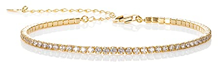 namana Gold Tennis Armbänder für Frauen und Mädchen, zierliches Tennisarmband mit Zirkonia Steinen, vergoldete Schmuck-Geschenke für Damen, Golden Armkette für Damen