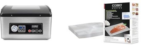 Caso 1418 VacuChef 70 - Kammervakuumierer aus Edelstahl, starke Vakuumpumpe 70 Liter/Minute & Profi- Folienbeutel 30x40 cm / 50 Beutel, für alle Balken Vakuumierer, BPA-frei