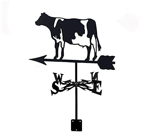 JESSAH Girouette Vaches girouette en métal extérieur Toit Jardin Montage Cour décor girouette en Acier Inoxydable Indiquant la Direction du Vent Ferme scène Maison Artisanat extérieur Ornements