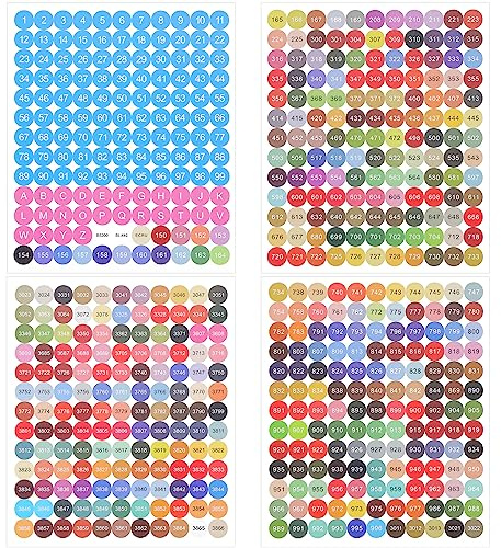 4 Blatt Zahlen Aufkleber Runde Klebezahlen Farbnummern Number Stickers Dmc 447 Mehrfarbige Etiketten Zahlenaufkleber Für Klassifizierungsetiketten Für Diamantbilder