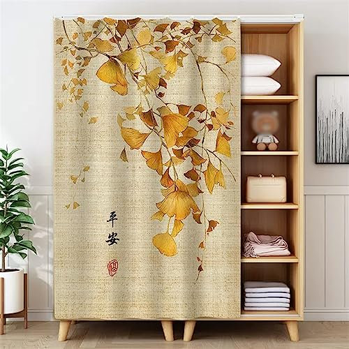 LIVEINU Karierte Schrankvorhänge für Küche, Kleiderschrank, Badezimmer, Staubdichter Vorhang für Regale, Wandpaneele, hängende Tür, Japanische Noren, Klettband Selbstklebend, Khaki 22, 80x140cm