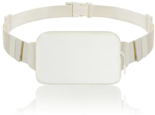 MoKo Laufen Hüfttasche, Bauchtasche Gürteltasche Lauftasche für Damen Herren, Nylon Sporttasche mit Verstellbare Träger & Reißverschluss für Sport Laufen Reise Fahren Wandern, Beige