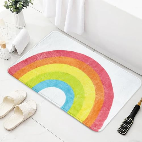 AIBIIN Regenbogen-Badematte, 50 x 80 cm, Mikrofaser, rutschfest, maschinenwaschbar, rutschfest, Heimdekoration