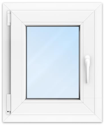 FENSTERVERSAND - Kellerfenster Kunststofffenster Weiß - 2-fach Verglasung mit Klarglas - Dreh- & Kippfenster, Fenster 40x60 - DIN links - BxH: 400x600 mm, 70 mm Profil