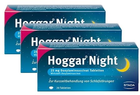Hoggar Night – Schlaftabletten zur Hilfe beim Einschlafen und bei akuten Schlafstörungen – Gut verträglich, für erholsamen Schlaf – 3 x 20 Tabletten