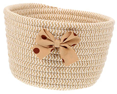 IMIKEYA Trendy Woven Rattan Storage Basket Bow Mini Basket Für Dresser Home Dekorative Aufbewahrung