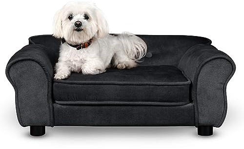 MG Design Haustiersofa in Schwarz – stabiles Holzgestell, weich gepolstert, pflegeleicht – Hundesofa & Katzensofa, fertig montiert