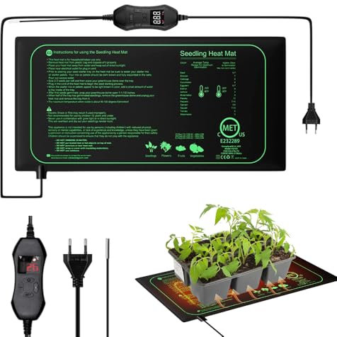 CJBIN Heizmatte Pflanzen mit Thermostat, 50W Zimmergewächshaus Wärmematte für Sämling Germination, Pflanzenheizung Heizmatten Pflanzen, Heating Mat für Amphibien Reptilien, Haustiere, Fermentation