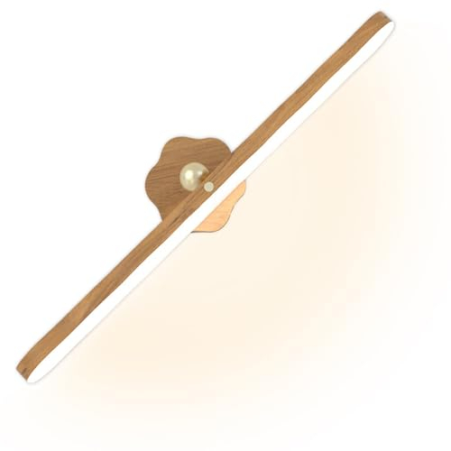 Peppy Wiederaufladbare LED-Spiegelleuchten, magnetische Badezimmer-Leuchten, dreistufig, dimmbar, Touch-Steuerung, Schminklichter, Holzspiegelleuchte für Badezimmer, Wohnzimmer, Schlafzimmer