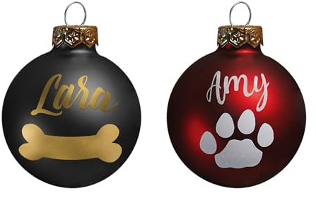 Weihnachtskugel mit deinem Wunschnamen ∅ 6cm | Wunschmotiv | Personalisiertes Geschenk | Weihnachtsbaum | Tannenbaumkugel | Christbaumkugel (Mit Pfote)