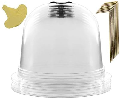 TopHomer 10 Pack Garden Cloches - 26 x 21cm Clear Plant Dome Bell Cover with 10 Plant Labels & 18 Pegs - Frost Guard Freeze Protector for Warming Soil Growing Plants