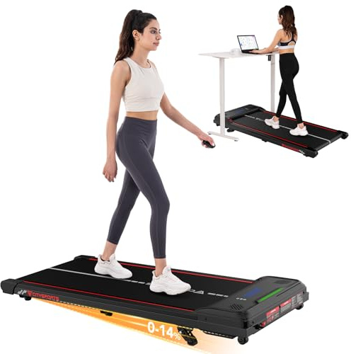CITYSPORTS 14 % geneigte Gehunterlage, LED-Anzeige, 6 km/h, Laufband unter dem Schreibtisch, tragbares Mini-Laufband für Zuhause, Laufgerät mit Fernbedienung, Bluetooth