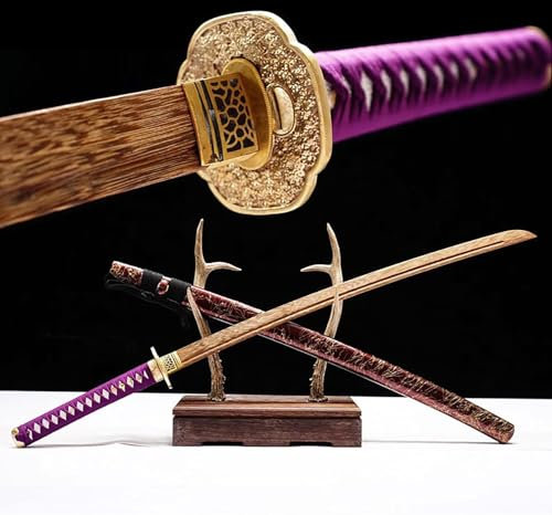 Hölzernes Samurai-Schwert mit Scheide, natürliches Palisander-Katana, handgefertigtes Bokken, für Anime, Training, Cosplay, Iaido-Requisiten, Weihnachtsgeburtstagsgeschenke für Männer und Frauen-105CM