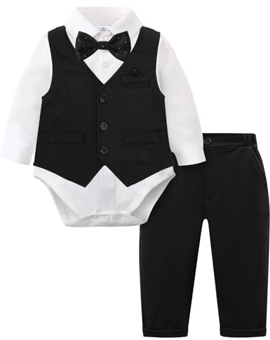 mintgreen Costume Bebe Garcon, 3pcs Ensembles Mariage Gentleman Vêtements Combinaison + Gilet + Pantalon