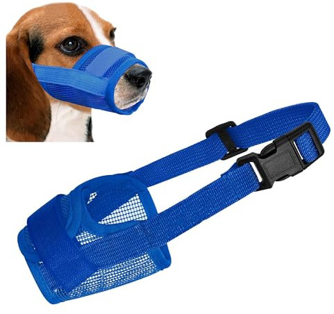 Maulkorb für Hunde, weiches Netzgewebe, atmungsaktiv, verstellbare Schlaufe, um Beißen, Bellen und Kauen zu verhindern, ideal für Training, Pflege und den täglichen Gebrauch (Blau, 5#XXL)