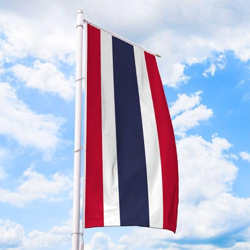 Thailand Flagge 80 x 200 cm - für Fahnenmast, Thailandfahne aus reißfestem Fahnen-Polyester-Stoff, Hissfahne Hochformat für Querausleger wetterfest und UV-beständig