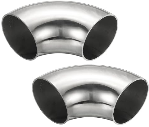 PATIKIL 2 Stück Edelstahl Rohrbogen 90 Grad Bogen, 51mm ID Stahl Auspuffbogen Auspuffrohrverbinder Edelstahlbogen 304 Edelstahl Rohr für Auspuffrohr Treppengeländer Auto HVAC