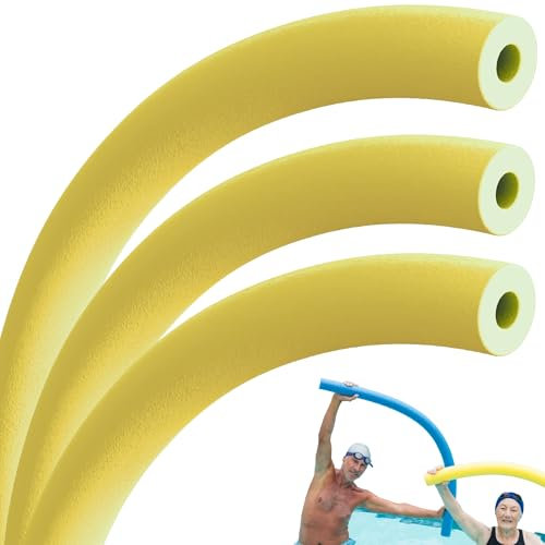 PLAYZOCO Churro de piscina, Churro natación, Fideos de Piscina, Fideo espuma para nadar, Flexible apto para niños y adultos, Flotadores para piscina, 6 cm diámetro x 150 cm largo, Amarillo, 3 unidades