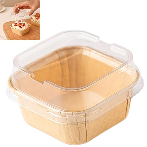 Smaoqingji Con Tapa Cajas Para Tartas - Paquete de 25 Piezas, Color Amarillo, Evita que la Comida se Salga del Molde y Muestra Claramente la Sabrosa Comida Impermeable y Resistente al Aceite