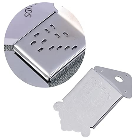 Triangle Plated Guitar Mandolin 8-string Tailpiece | Chrome Silver Finish, Removable Coverplate for Quick String Changes, Flower Pattern Detail with Screws