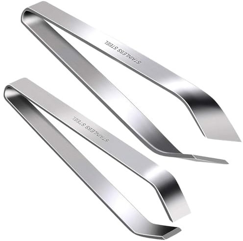 Professional Stainless Steel Fish Bone Tweezers Set: Flat & Slant Pliers for Cooking Salmon, Trout (2 Styles)