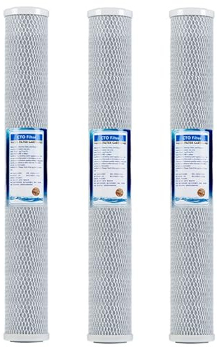 Filtre à eau CTO 2,5 x 20 (3 pièces), cartouche remplacement CTO, pour systèmes filtration pour toute la maison, purificateurs d'eau commerciaux