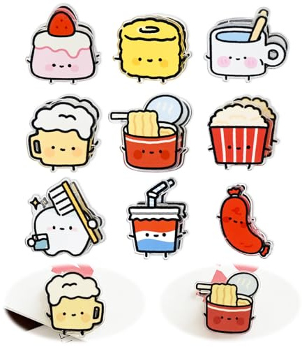 9 PCS Cute Chip Clips, Food Bag Sealer Sealing Clips, Reusable Acrylic Binder and Paper Clip, Bag Clip for Airtight Seal Food Storage(Style 3)