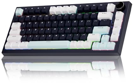 Gurjot Wireless Mechanical Keyboard with Knob,Tri-Mode BT5.0/2.4GHz/USB-C Hot Swappable Mechanical Keyboard,Pre-lubed Linear Switches,8000mAH Battery RGB Backlit Computer Gaming Keyboards