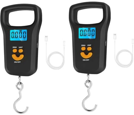 ThreeH 2 Stück Tragbare Digitale Hängewaagen 50 Kg/110 Lbs Lcd-Display Typ C Wiederaufladbare Abs-Hakenwaage Für Gepäck 3 Farben (Black)