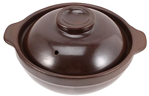 iplusmile Cazuela De Barro Pequeña Tapa, Olla De Barro Para Cocinar, Cerámica Resistente Al Calor, Adecuado Para Estofado y Fideos De Arroz, Menaje De Cocina Para Hogar