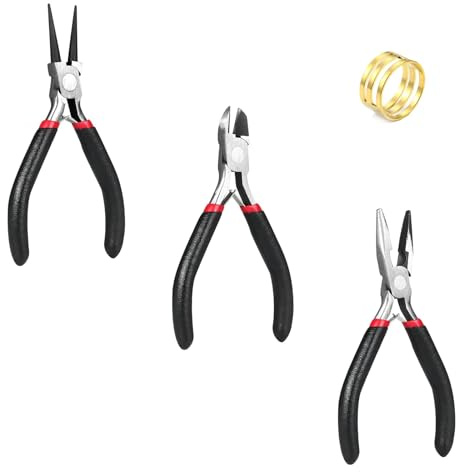4 Set Lightweight Jewelry Pliers Kits Polished Smooth Round Nose Pliers Set Non-Slip Handle Wire Cutters for Jewelry Beading Cutting