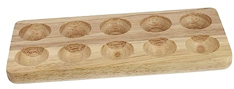 Tofficu Portauova in Legno di Gomma 10 Fori a Doppia, Contenitore Protettivo per Uova Compatto Base Stabile, Supporto per Conservazione Uova in Cucina e Frigorifero, Utensile Domestico