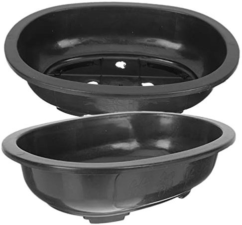 BEBEMOKO 2 Piezas Maceta Grande para Bonsái de Plástico Reutilizable Decorativo con Drenaje para y Decoración de Plantas Interior y Jardín de Unidades