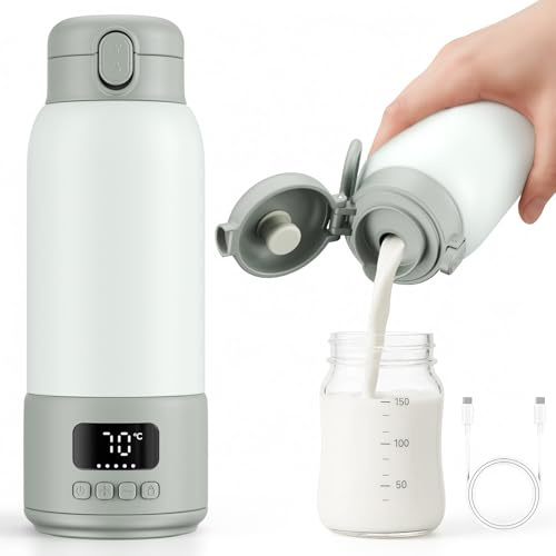 Scaldabiberon portatile Riscaldamento Con ricarica di latte materno, acqua e latte artificiale, controllo preciso della temperatura, batteria USB-C da 16000 mAh, capacità 500 ml